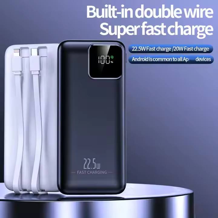 Wholesale 20000 mah large capacity PD22.5W fast charge outdoor portable mobile phone charging bank printed logo