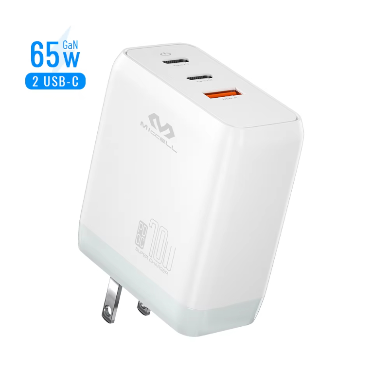 Miccell 65W USB C Gan Charger for macbook Type- C Port Gan PD 65W Fast charging adapter CE FCC RoHS phone charger