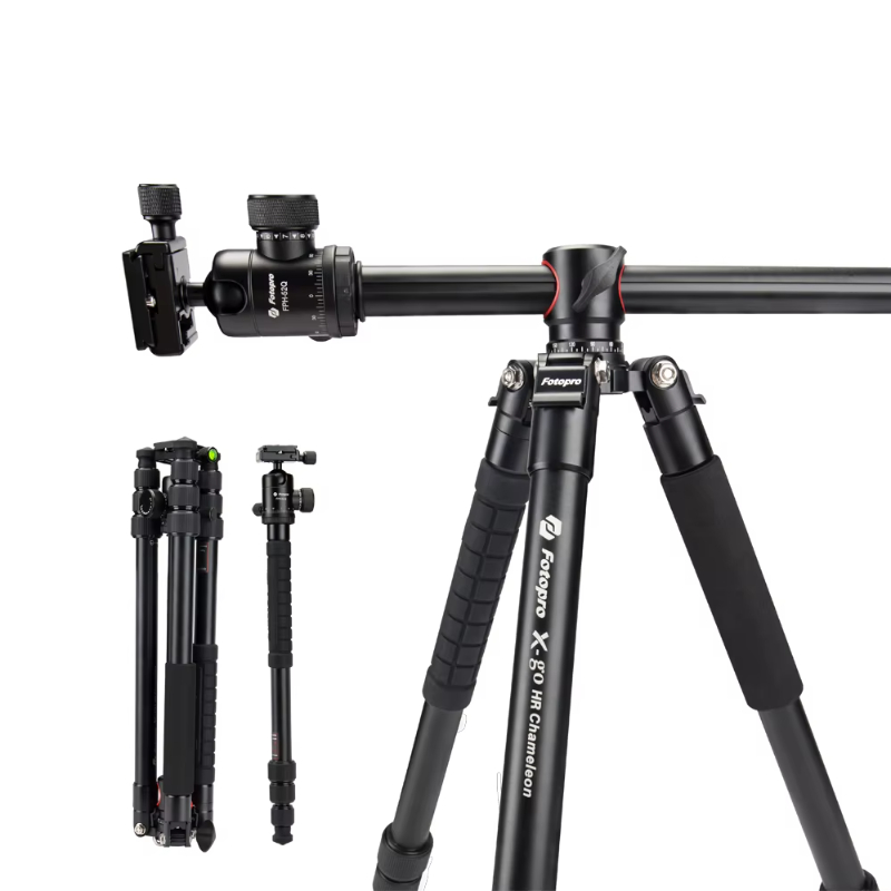Fotopro Aluminium tripod Multifunction Horizontal Center Column Digital Camera Tripod with tripod ball head for DSLR