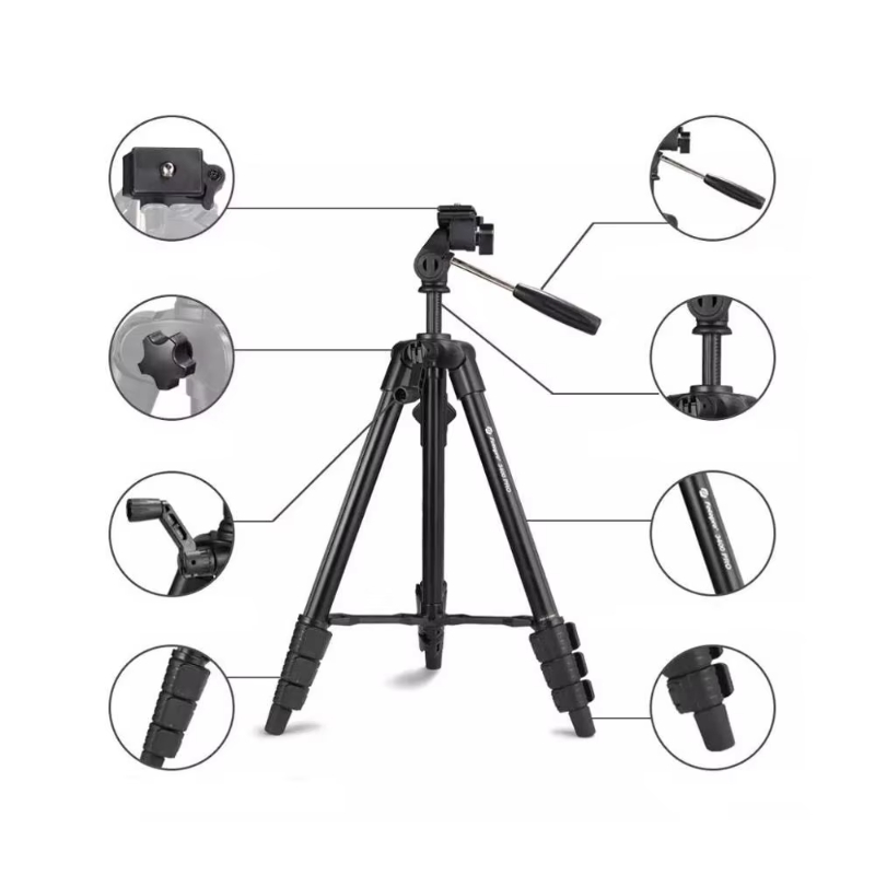Fotopro industrial adjustable aluminum black traveler 48inch selfie stick light stand camera tripod for phone camera mount