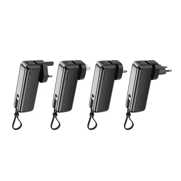 Hot Selling High Quality Portable Built-In Cable& Ac Wall Plug 5000mah USB-C Lcd Display Battery Power Station Banks