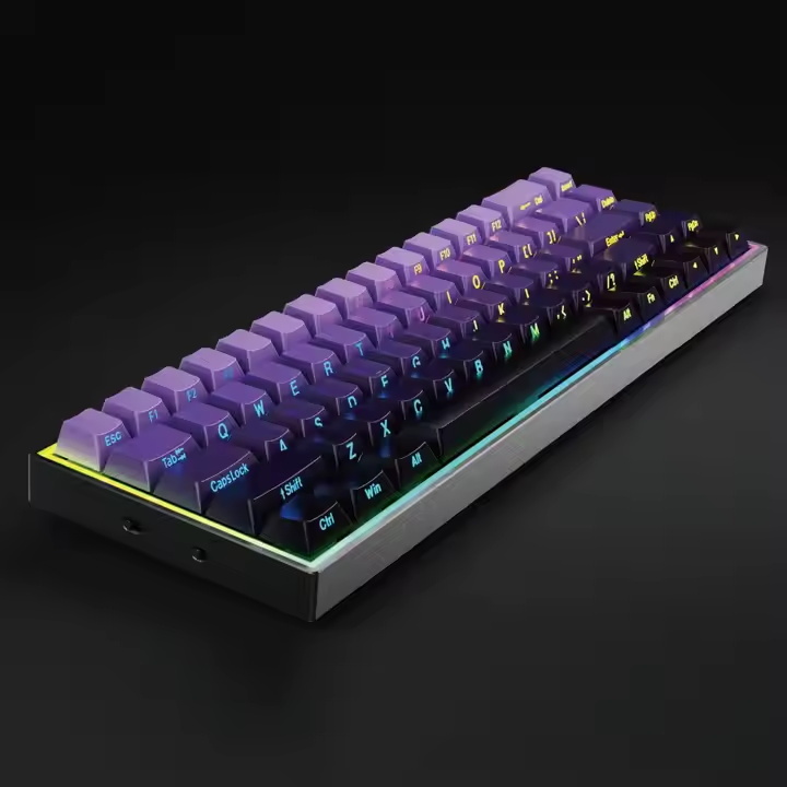 Hot swappable 68 Keys Gaming Keyboard Custom Gateron CHERRY Creamy Brown Axis PBT Keycaps RGB 65% Wireless Mechanical Keyboard