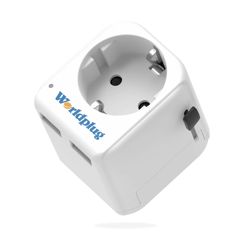 Light Weight Adaptor Eu to World Travel Adapter with Dual USB Designed for Europeans