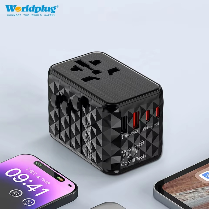 Worldplug GaN 120W PD Fast Charging USB Charger Travel Plug Adapter Universal Adaptor