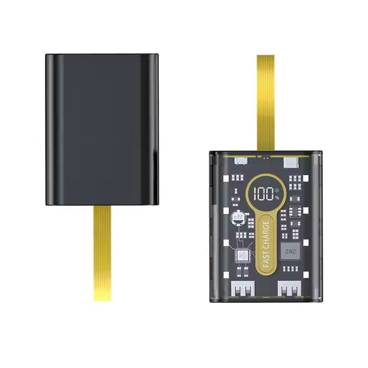 10000mAh High Capacity Acrylic Transparent Power Bank Digital LED Display Portable for Mobile Phone Charging Power Bank