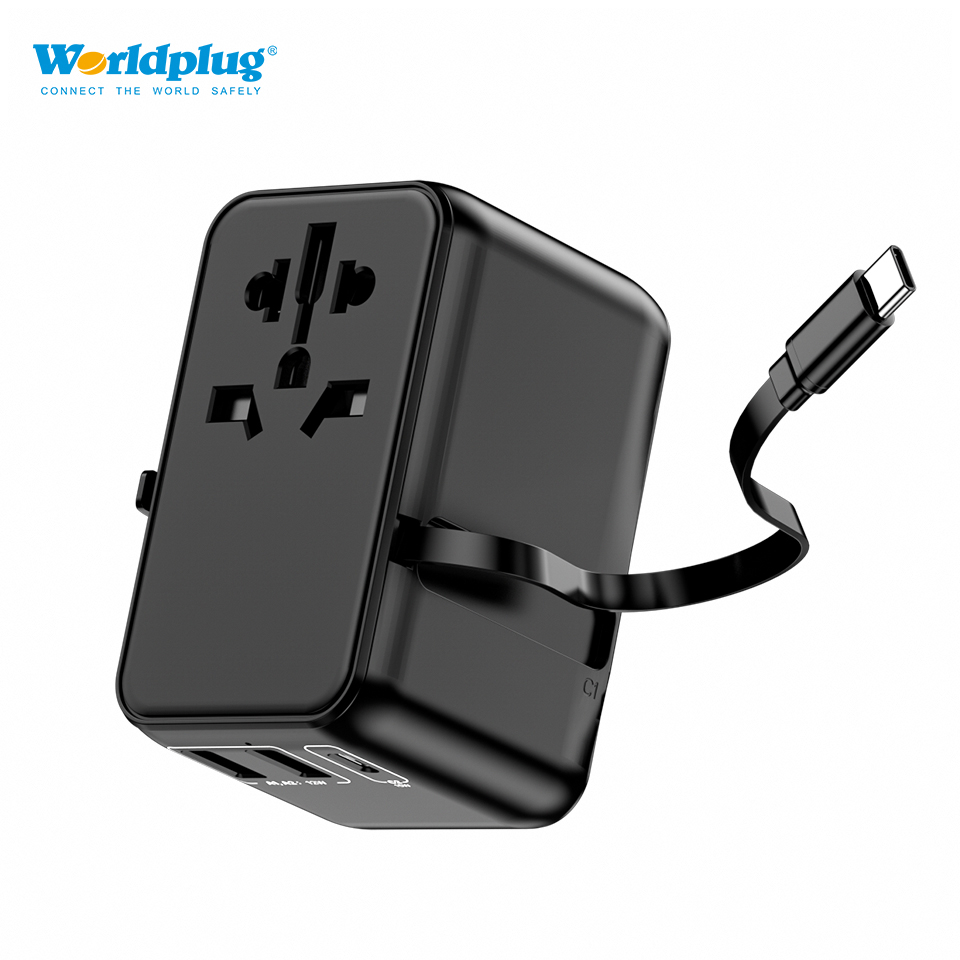 Worldplug International Adaptor Charger GaN Fast Charging Universal Travel Adapters with USB