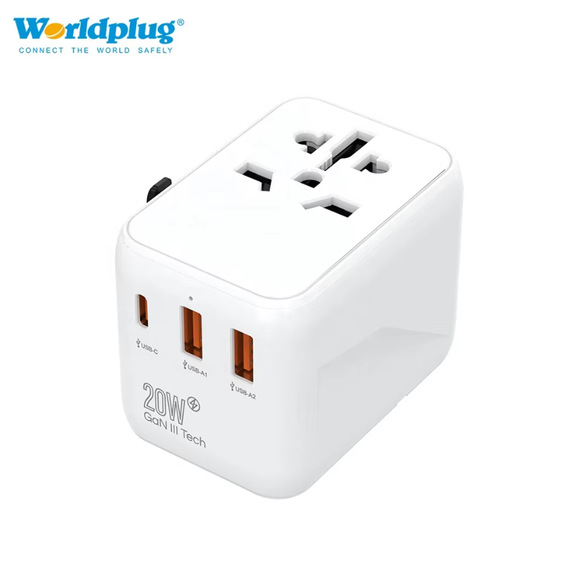 Worldplug Phone Charging Type C Cable 70W GaN Fast Charger International Travel Adaptor Universal Travel Plug Adapter Charger