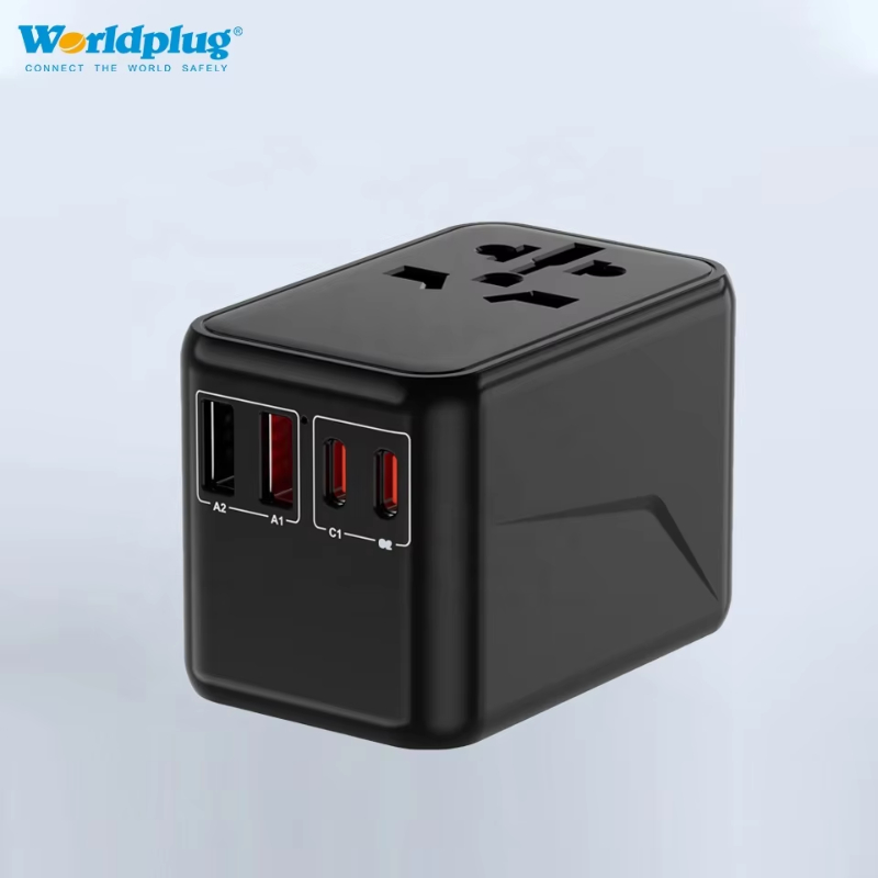 Worldplug Retractable Cable Electrical Plug Socket Mobile Phone Travel Power Charger Adapter with usb charging