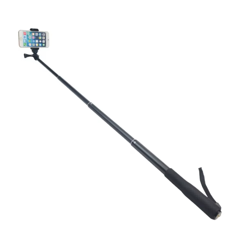 Promotion Foldable Aluminum Selfie Stick With Rubber Silicone Grip Adapter for GoPros Action Cameras