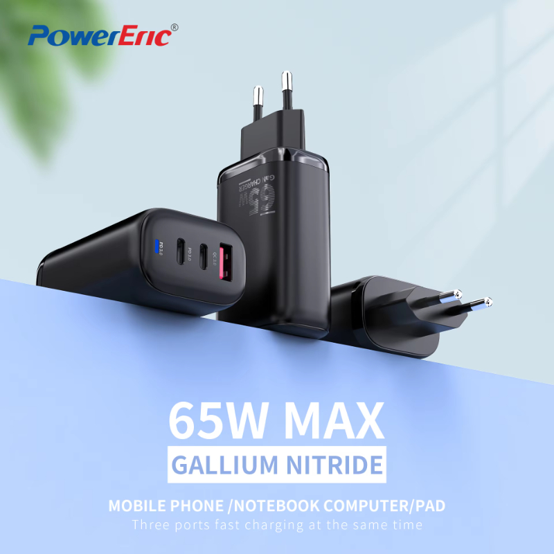 PQ0652 New GaN 65W 1A 2C 5V3A 9V3A 12V3A 15V3A 20V2.25A Fast charger with BIS Plug for Cell phones, laptops