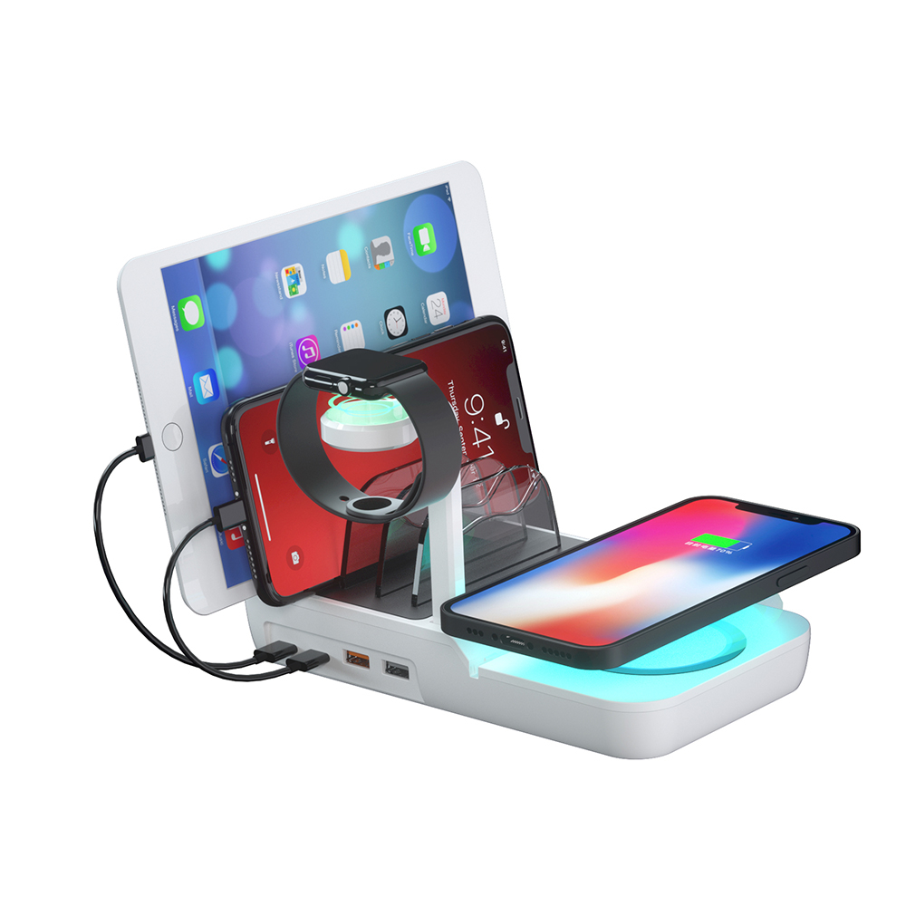 CE OEM Charger Stand Desktop Multiple Port Wireless Charging Station Simultaneous Charging for Multiple Phones and for Ipad