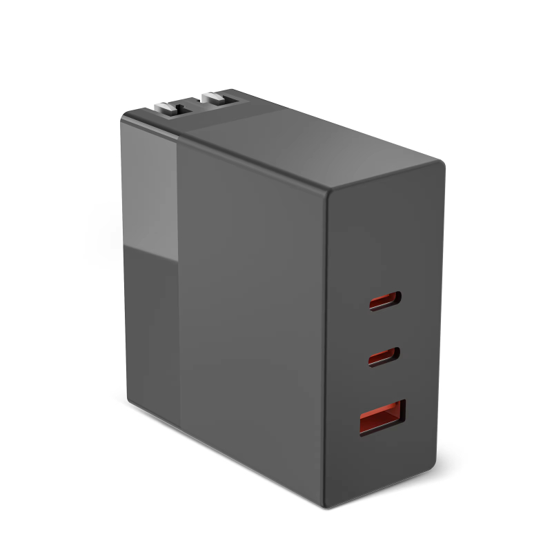 Factory 100W USB C USB A Charger 3-Ports GaN Foldable US Plug Fast Compact Power Adapter for MacBook