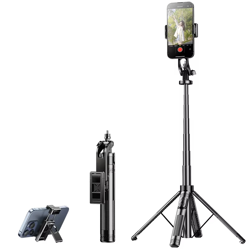 Popular Quadripod Camera Portable Tripod Selfie Stick With Rechargeable Remote Control For Smart Phone Gopro
