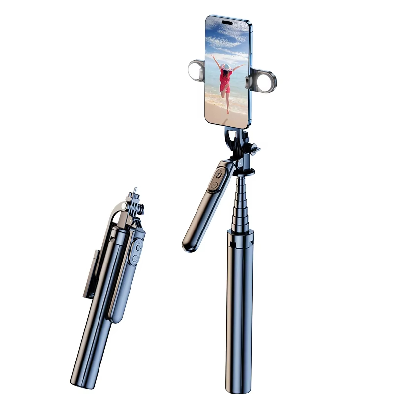 New hot sale mini portable compact long with light mobile phone tripod head 180cm stainless steel aluminum alloy stable