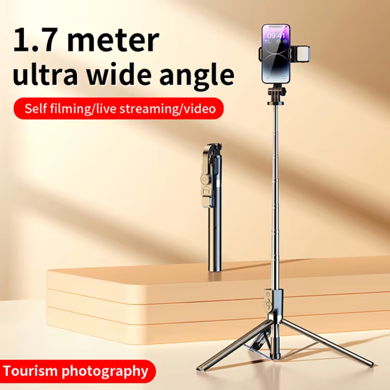 Mobile Wireless Fill Light Live Photography Portable Integrated Telescopic Tripod Selfie Stick