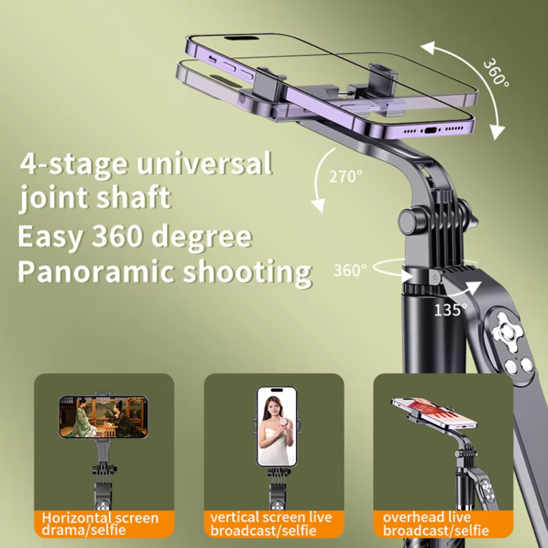 Multifunctional Selfie Stick Tripod with Wireless Remote Control Foldable and Portable for Phone & Camera with Light Feature