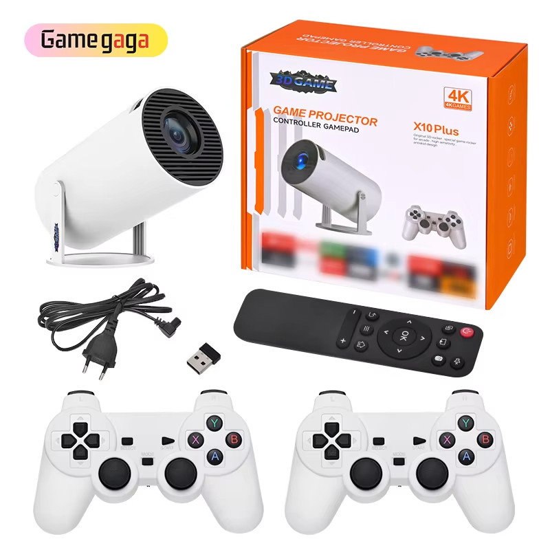Ye X10 Plus Game Projector Classic Retro Video Game Console 64GB 10000 Games LCD Potable Projector 4K Output Hy300 Projector