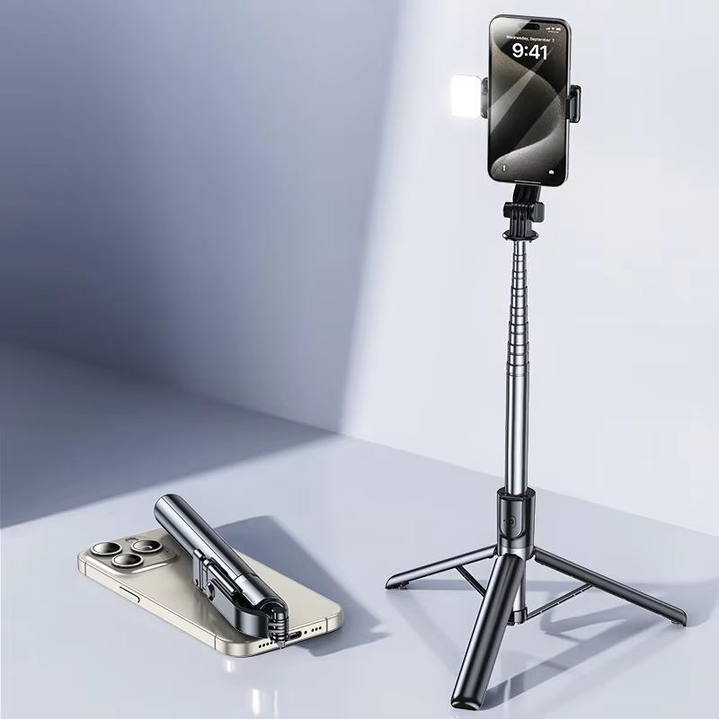 3-in-1 Mini portable selfie tripod with Light Selfie stick with flash Flexible phone stand