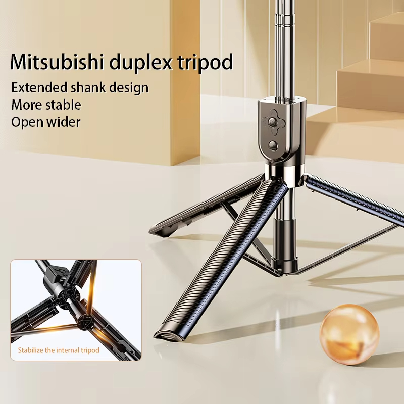 Portable Mobile Wireless Fill Light Live Photography Integrated Telescopic Tripod Selfie Stick Fold Rotatable Additional