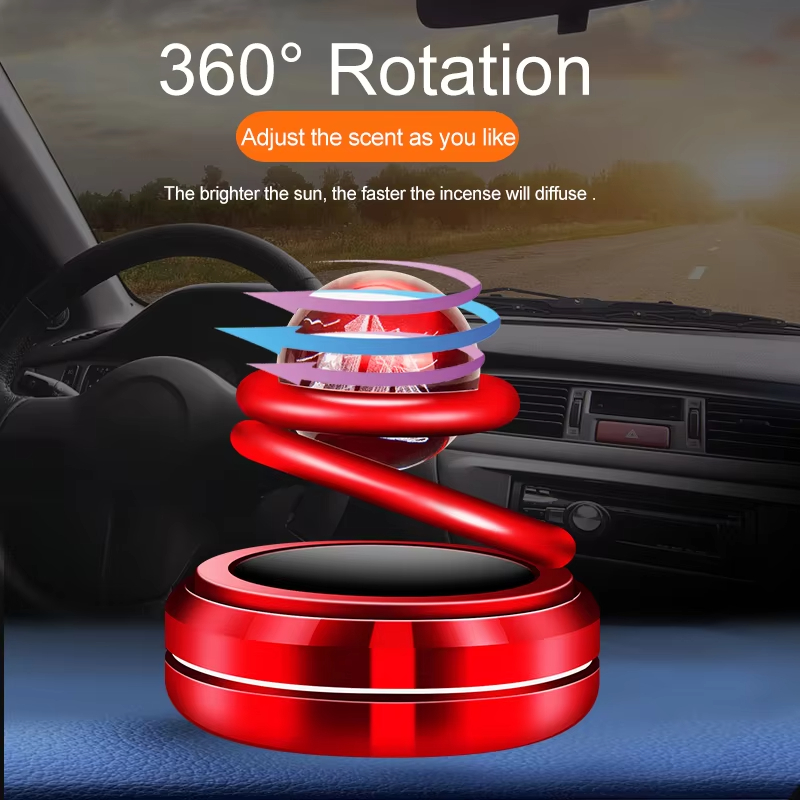 Automobile metal solar energy double ring solid fragrance air purifier rotating planet perfume air freshener