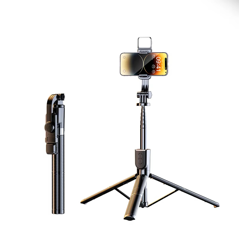 Professional Portable Adjustable Flexible Folding Selfie Stick Mini Tripod with Light Universal Mobile Phone Stand
