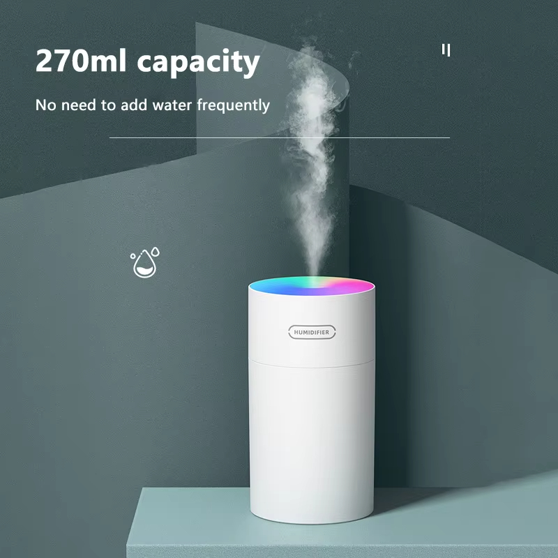 CYKE Hot Sale 270ml Car Small Air Humidifier Aroma Diffuser Portable Rainbow Steam Smart Mist Humidifier Purifier