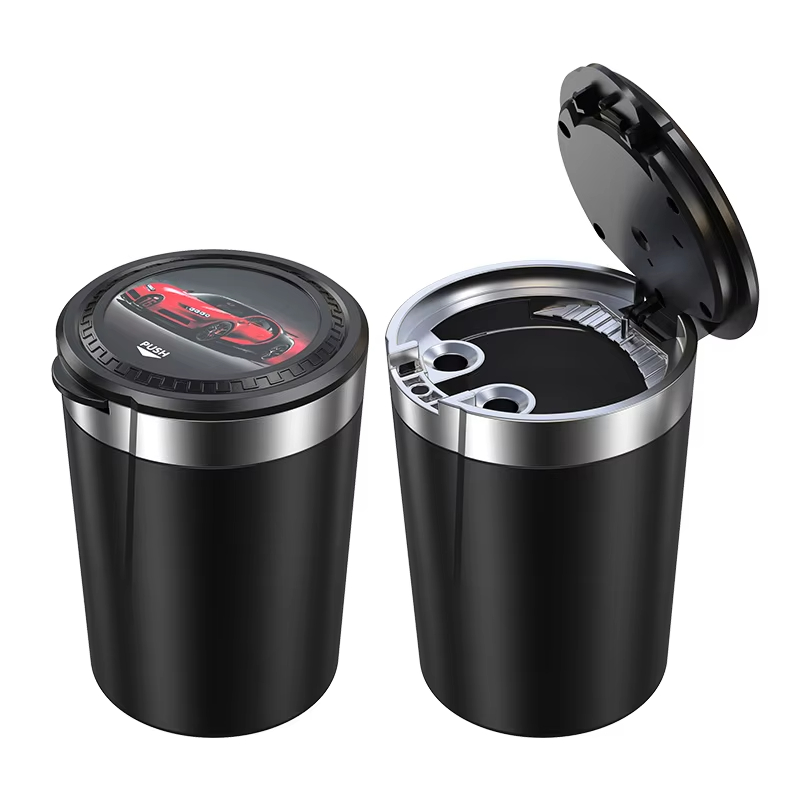 Suitable for Volkswagen Mercedes Benz BMW, Audi Toyota car ashtray, universal with LED light one click open lid car ashtray