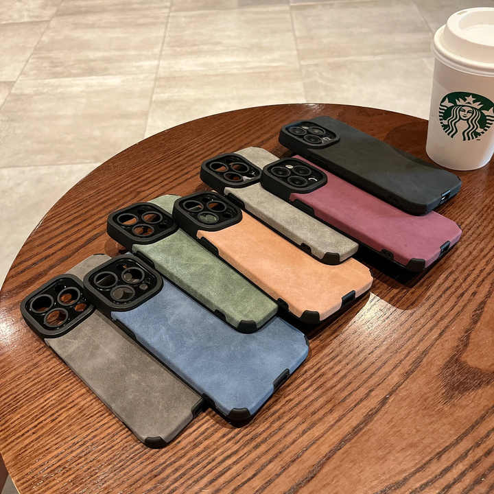 2024 Hot Luxury PU Leather Phone Case For iPhone 16 15 14 Plus 13 12 Pro Max 7 8 Plus Lens Protection Lambskin Shockproof Cover