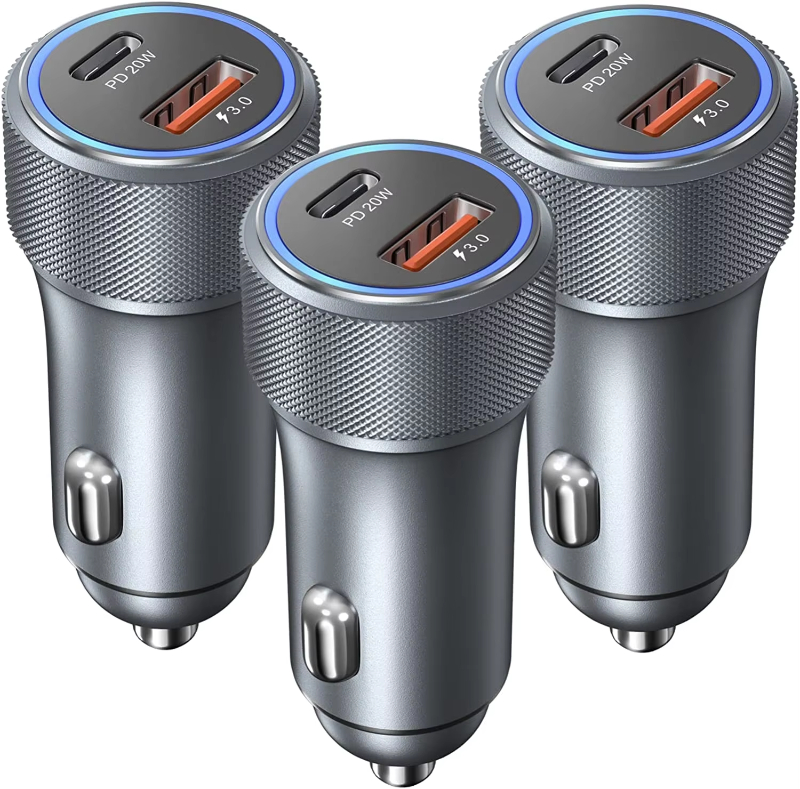 36W USB C Car Charger Fast Charging Car Charger Adapter PD20W+QC3.0 Dual Port Cigarette Lighter USB Charger