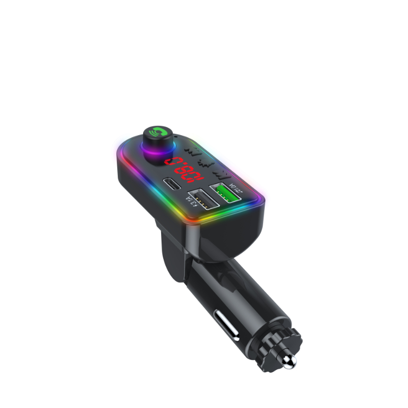 Card Machine FM Radio Transmitter Hands Free Mobile Phone Dual USB Ports 3.1a Smart Car Charger Car Bluetooth-5.0MP3 Player