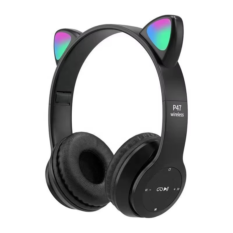 Certified High-Definition Wireless LED RGB Over-Ear Headset Professional Noise Cancelling Gaming Headphones cat ear for kids
