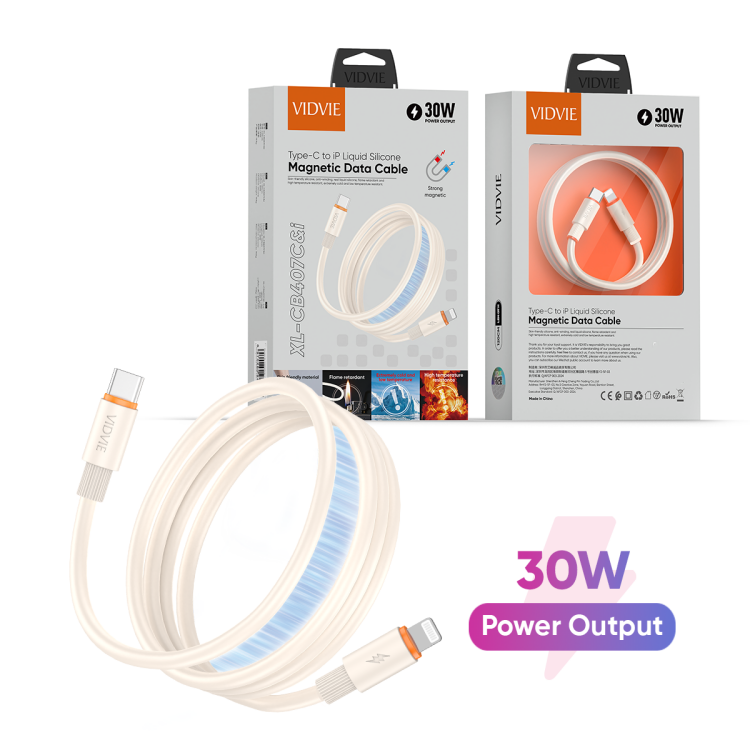 VIDVIE XL-CB407C&i Type-C to Ip Liquid Silicone Magnetic Data Cable