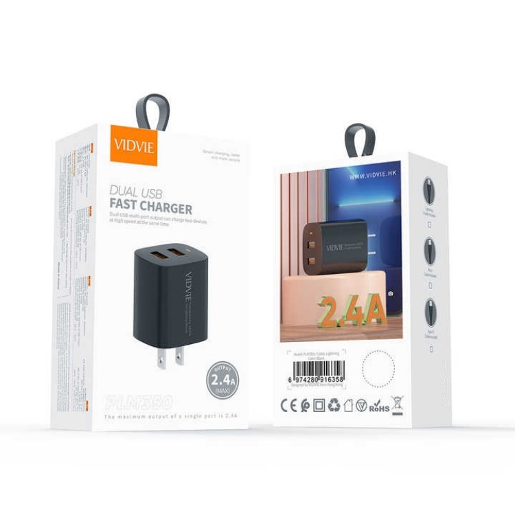 VIDVIE PLM350v 2.4A US Mobile Phone Adapter