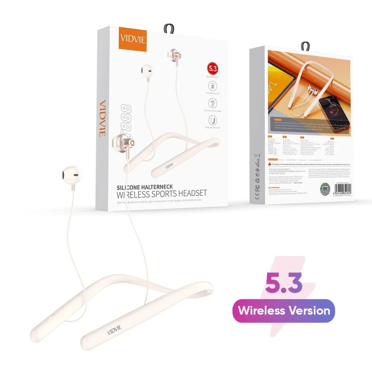 VIDVIE BT888 Silicone neckband wireless sports Semi In-Ear headphones