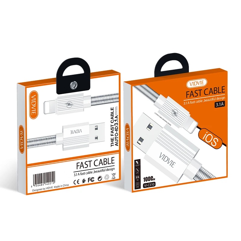 VIDVIE VI-C510i 3.1A Spring Fast Charging Data Cable for iPhone iPad