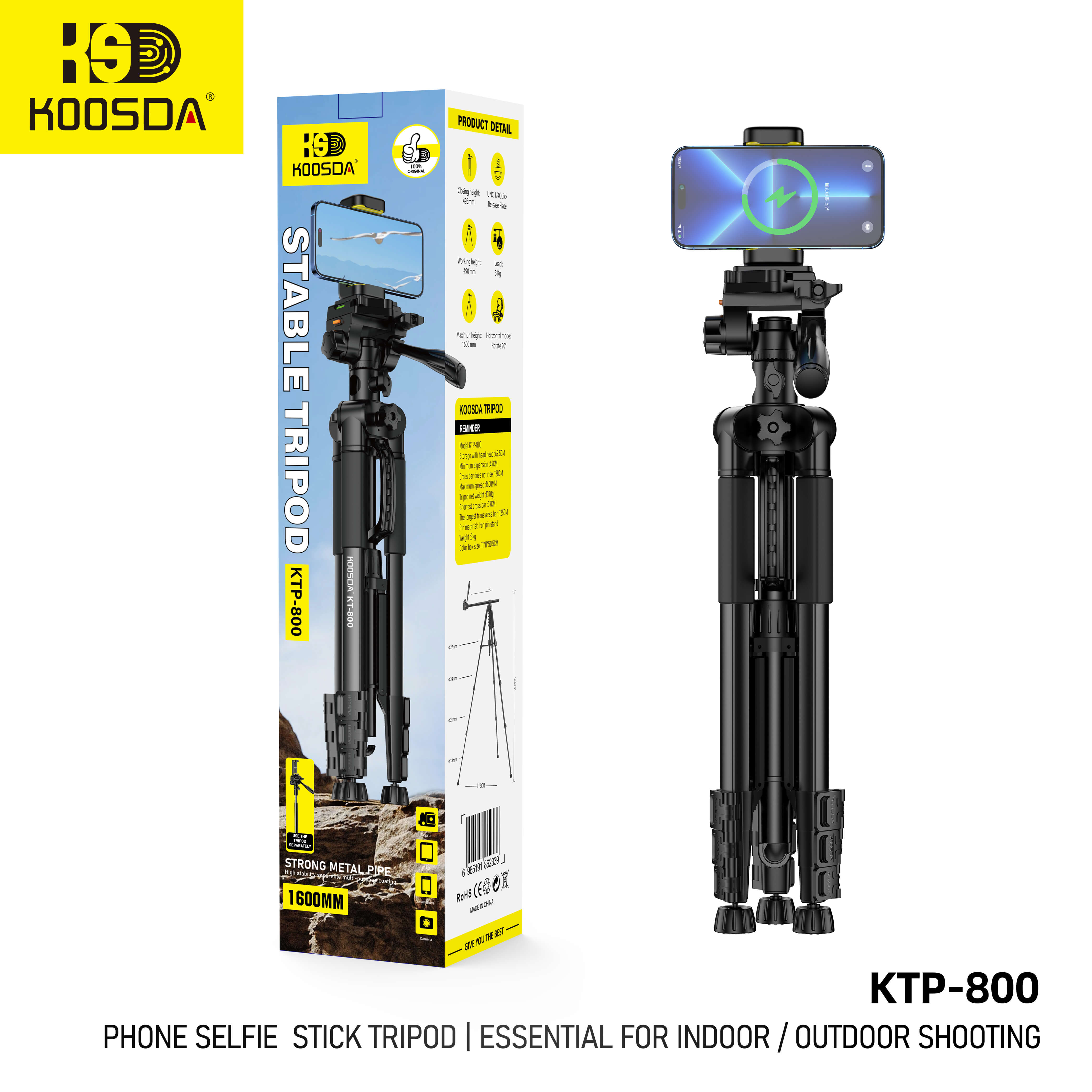 KOOSDA - phone selfie stick  tripod - KTP-800
