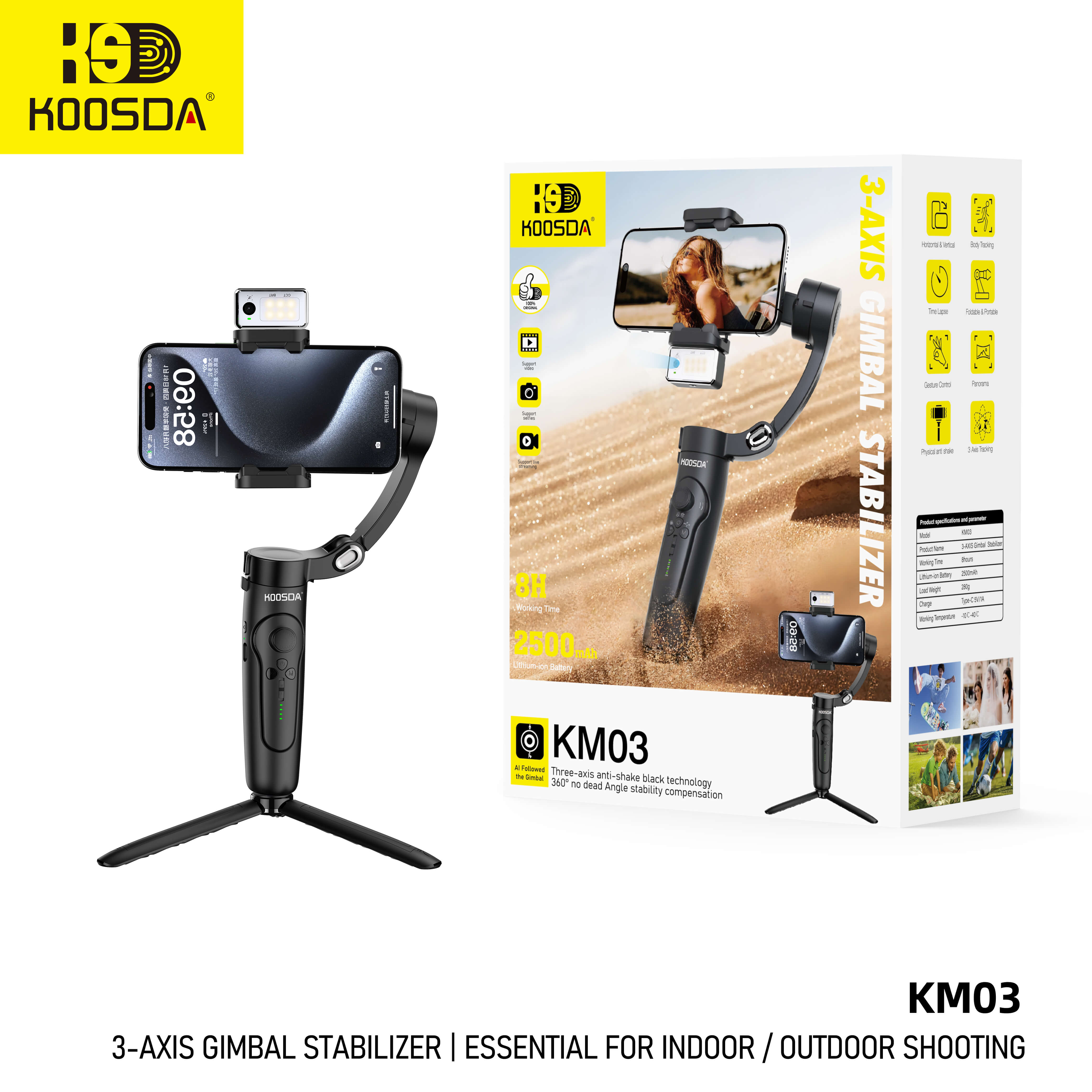 KOOSDA - smartphone intelligent gimbal smart stabilizer smartphone gimbal - KM03